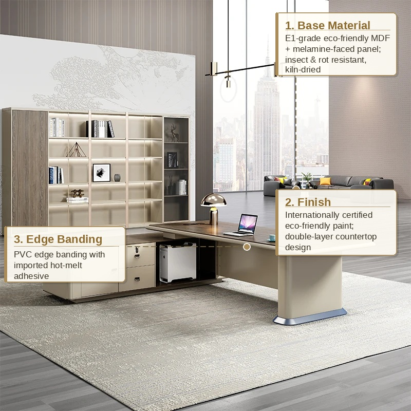 Luxury Modern Furniture Home Computer Desk Modern Boss Class Office Table L Shaped Executive Office CEO Office Desk for Sale