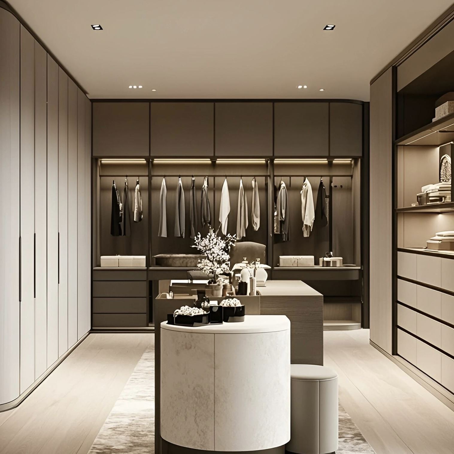 2026 Luxury Modern Solid Wood Bedroom Furniture Set Walk-in Closet Mirror Freestanding Wardrobe-Eco-Friendly Villa Apartment