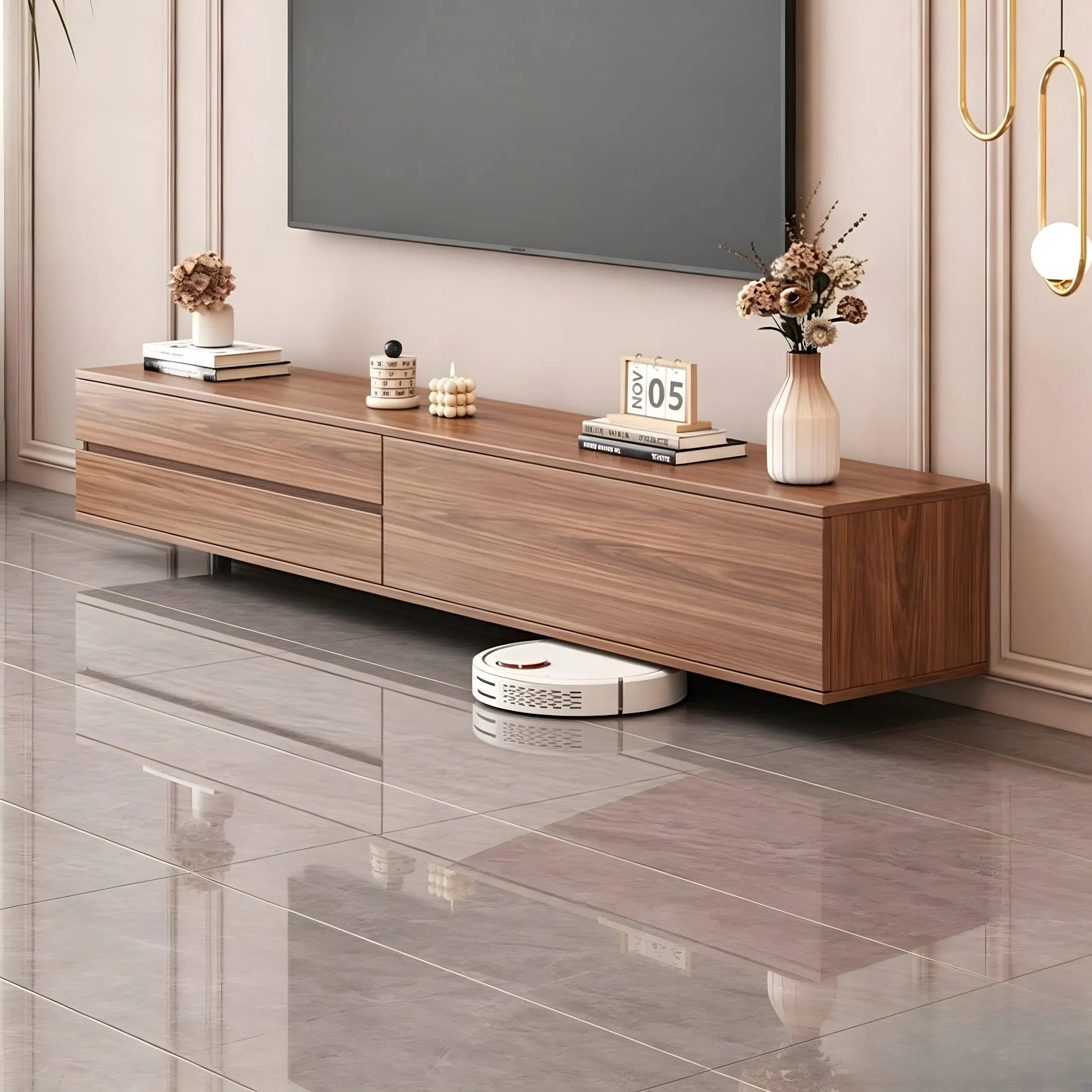 Modern Media Console for Living Room with Hidden Storage Compartments