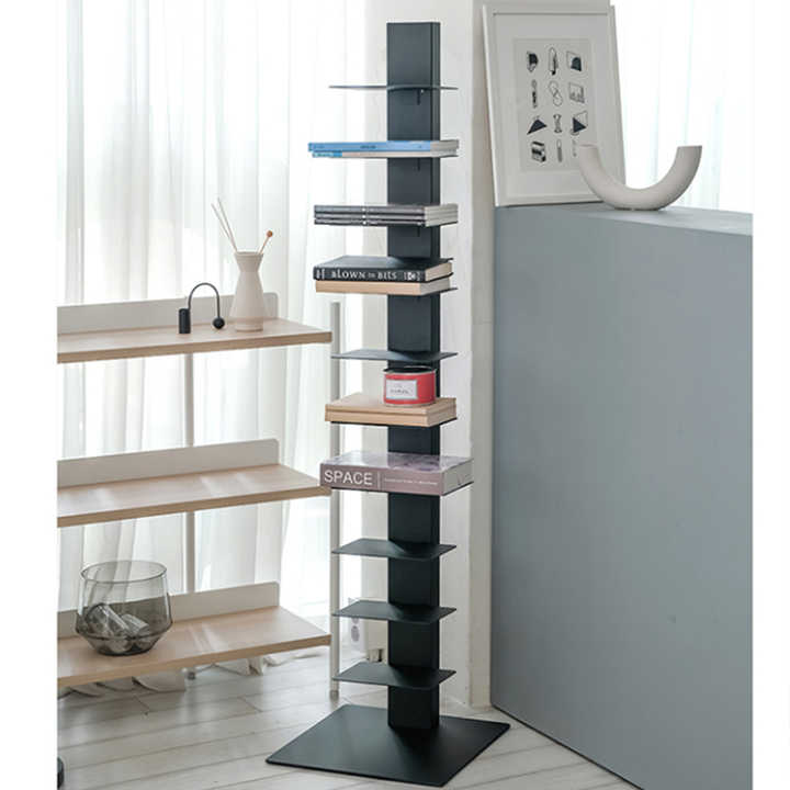 Metal display bookshelf layout details