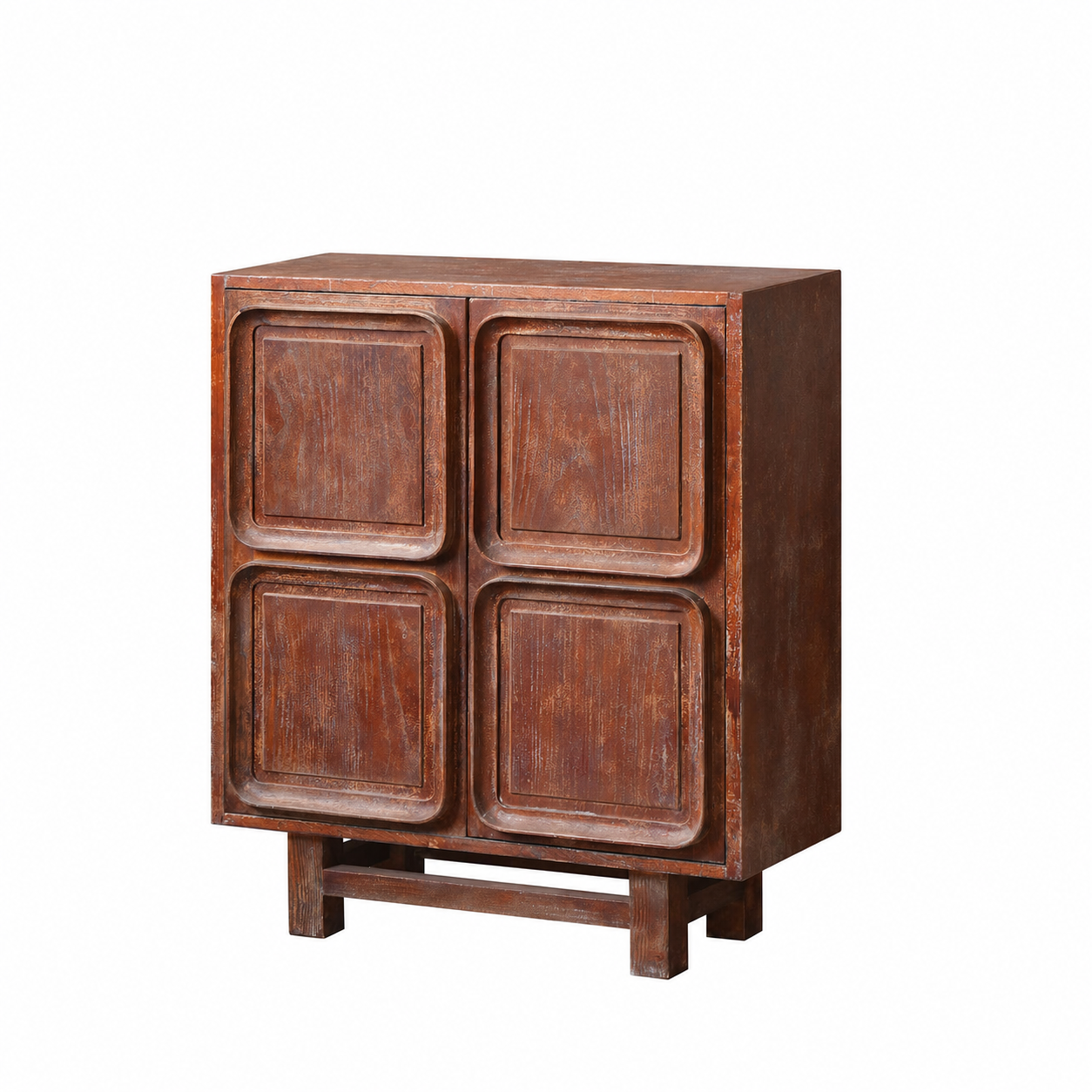 Modern Wabi-Sabi Solid Wood Buffet Cabinet Home Decor Sideboard Unique Square Storage Cabinet for Dining Room