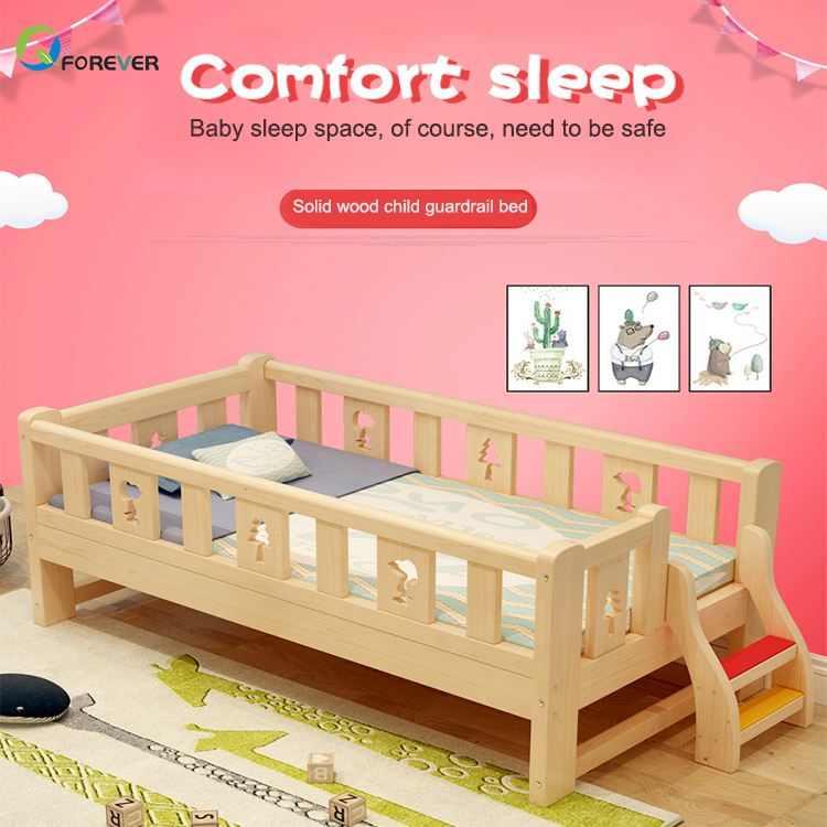 Modern High Quality Solid Pine Wooden Creative Children Bedroom Furniture Sets Kids Single Bed