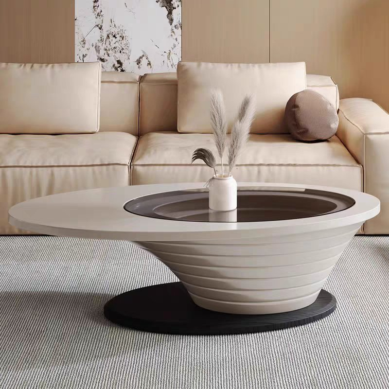 High-End Oval Light Luxury Premium Minimalist Glass Coffee Table