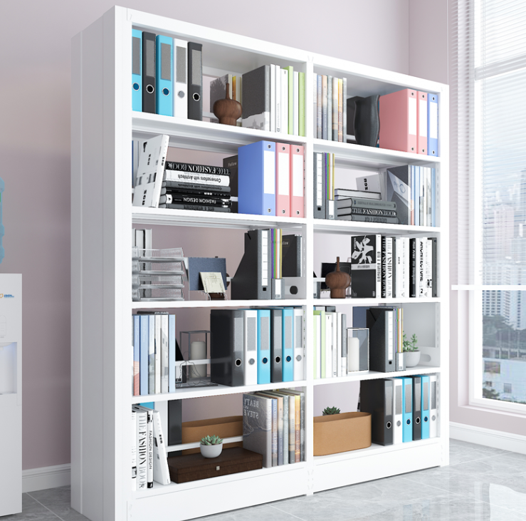 Factory Direct Metal Frame Double Sided 5 Shelves Library School Office Furniture Bookcase Bookshelves