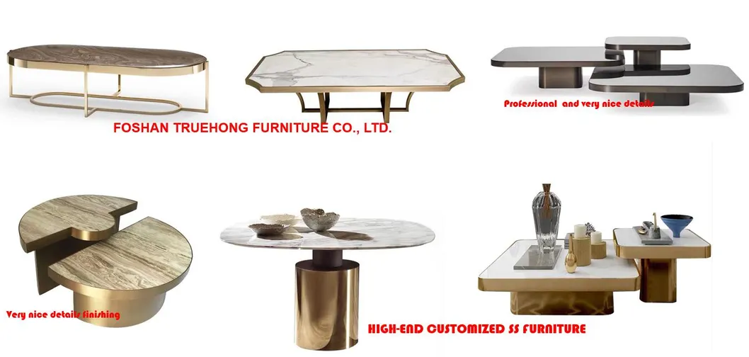 5 Star Hotel Project Stainless Steel Table High-End Customized Metal Furniture Stainless Steel Coffee Table