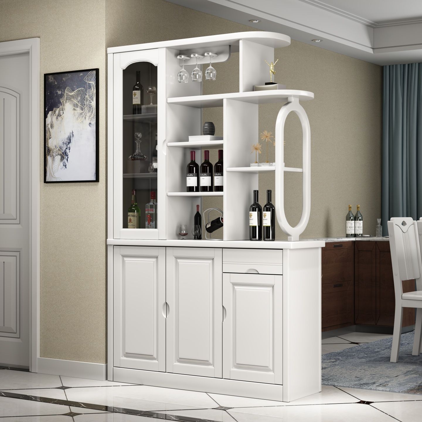 Modern Home Furniture Solid Wood Sideboard Dining Room Side Cabinet Buffet for Kitchen Dining Room Hotel Furniture Cabinet