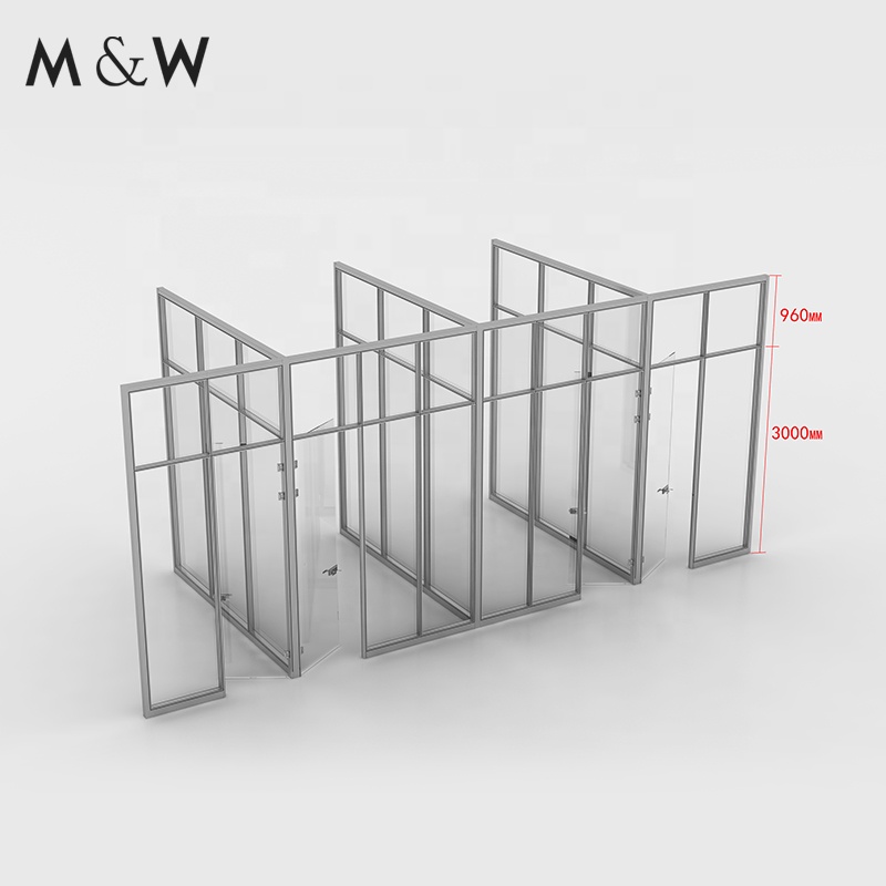 M&amp;W Commercial Furniture High Quality Panel Aluminium Frame Wall Soundproof Office Glass Partition