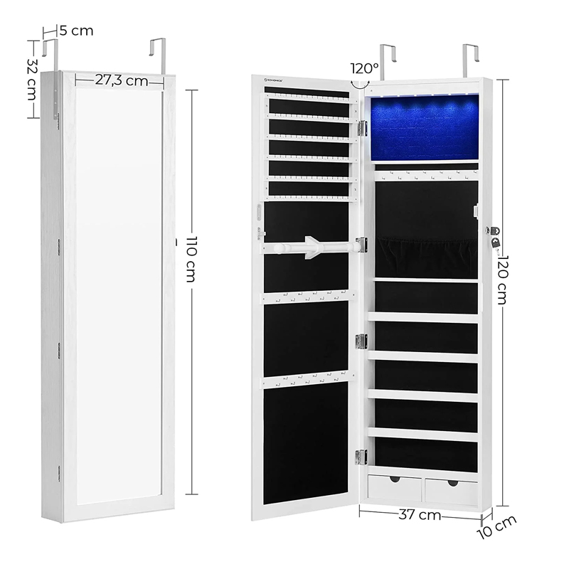 Wood Full jewelry cabinet with mirror