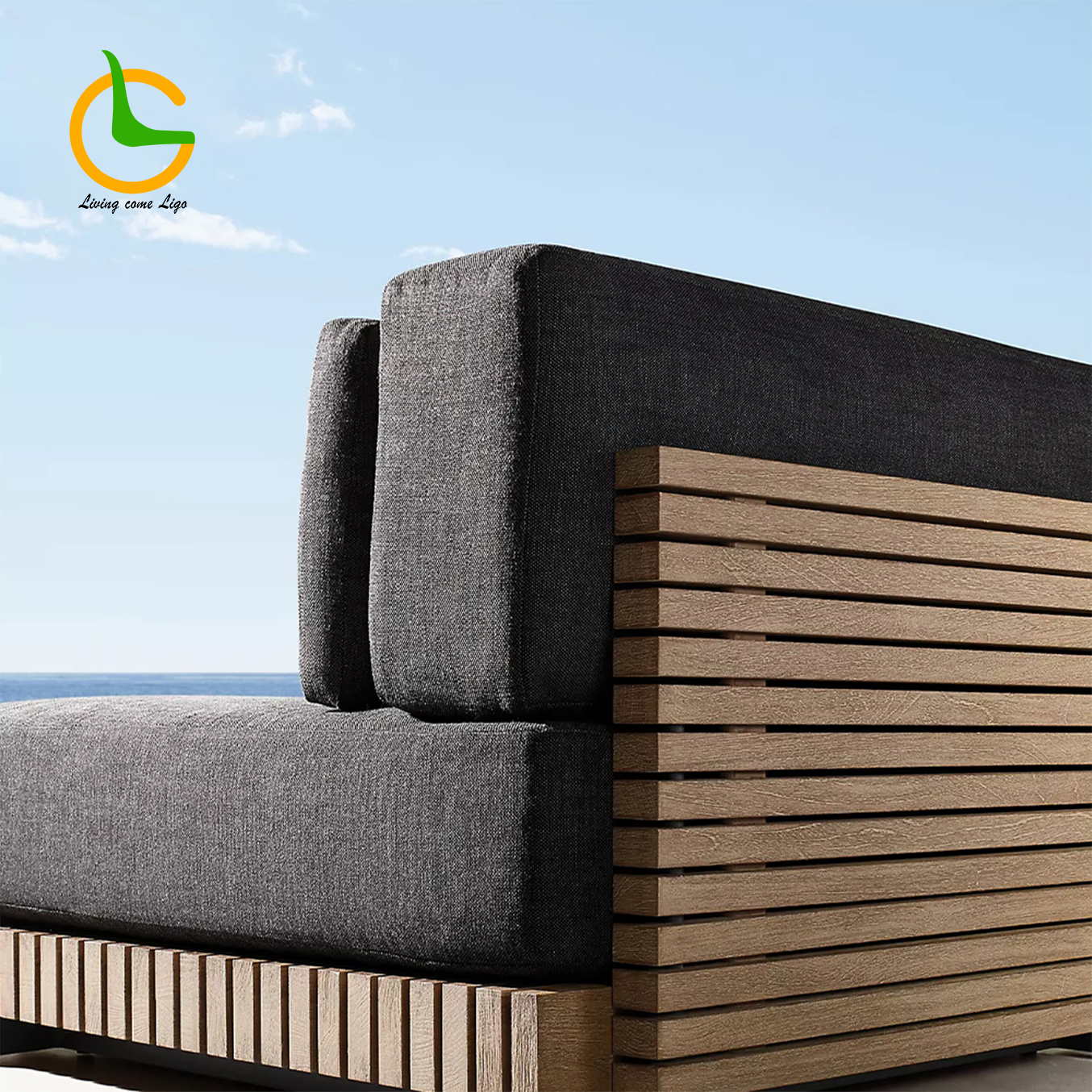 Premium Teak Wood Outdoor Sofa Set Weather Resistant Garden Lounge Furniture For Patio Courtyard Hotel Park
