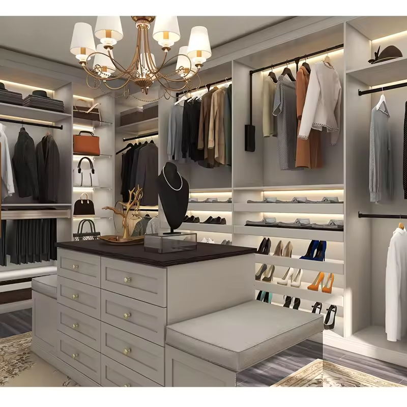 Modern Walk In Wardrobe - Smart Customizable Closet Organizer With Dressing Area Walk In Wardrobe