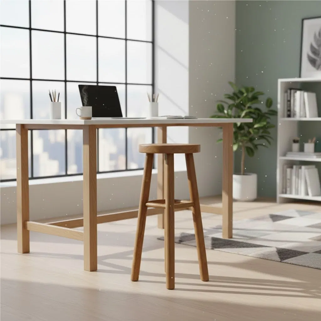 Teak Counter Stool (L30xW30xH73.5cm) , Solid Wood Bar Stool