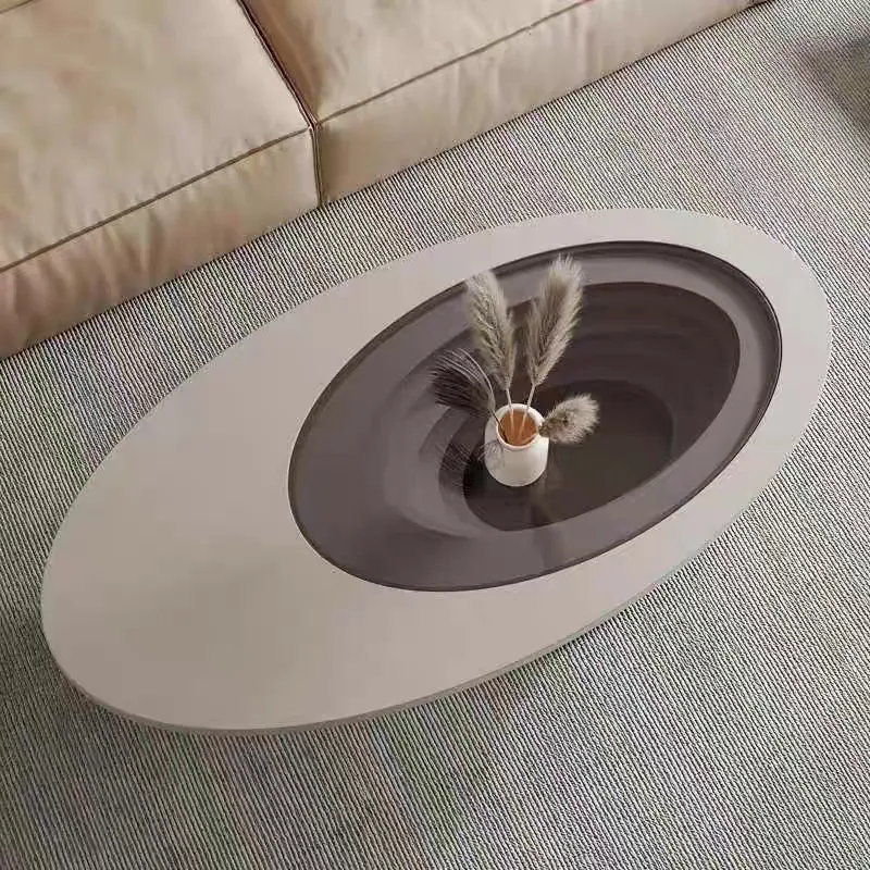 High-End Oval Light Luxury Premium Minimalist Glass Coffee Table
