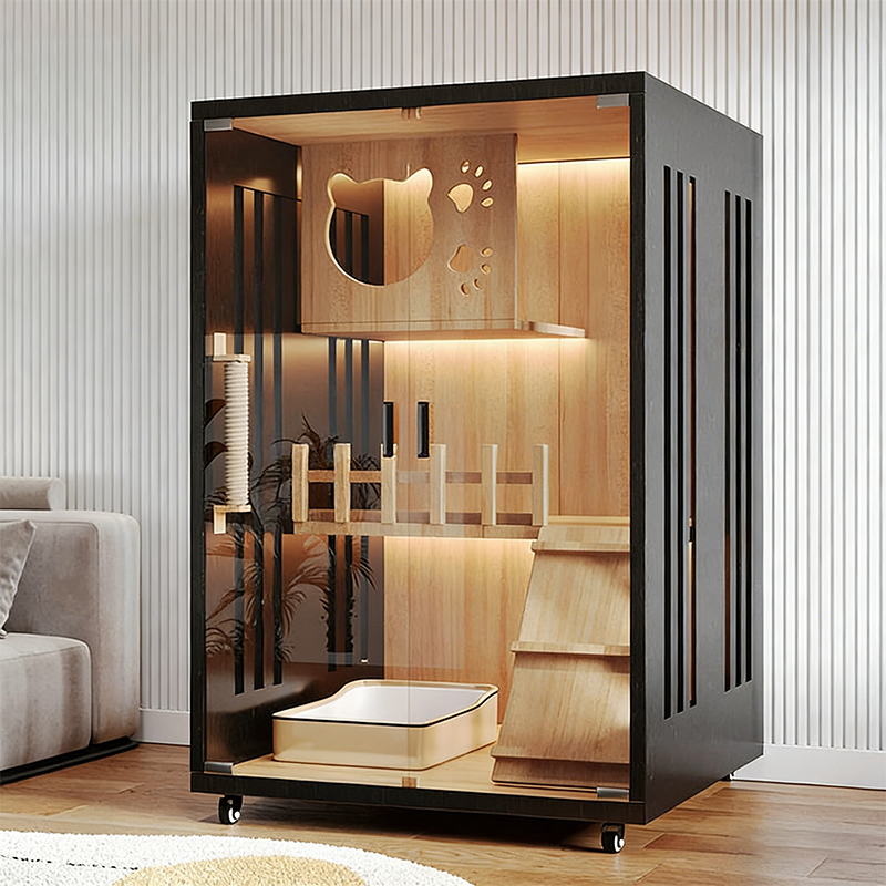 New Arrival Luxury Solid Wooden Cat Enclosure Large Modern Cattery Cage Indoor Living Winter-Ready Eco-Friendly Cat Furniture