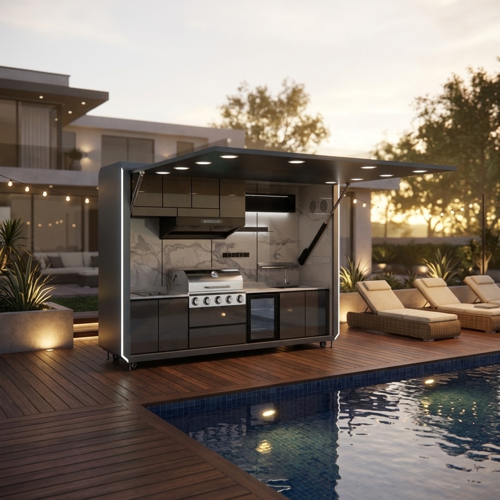 Outdoor Kitchen Stainless Steel BBQ Cabinets Modular Modern Kitchen Set With 1 Year Warranty For Garden Patio
