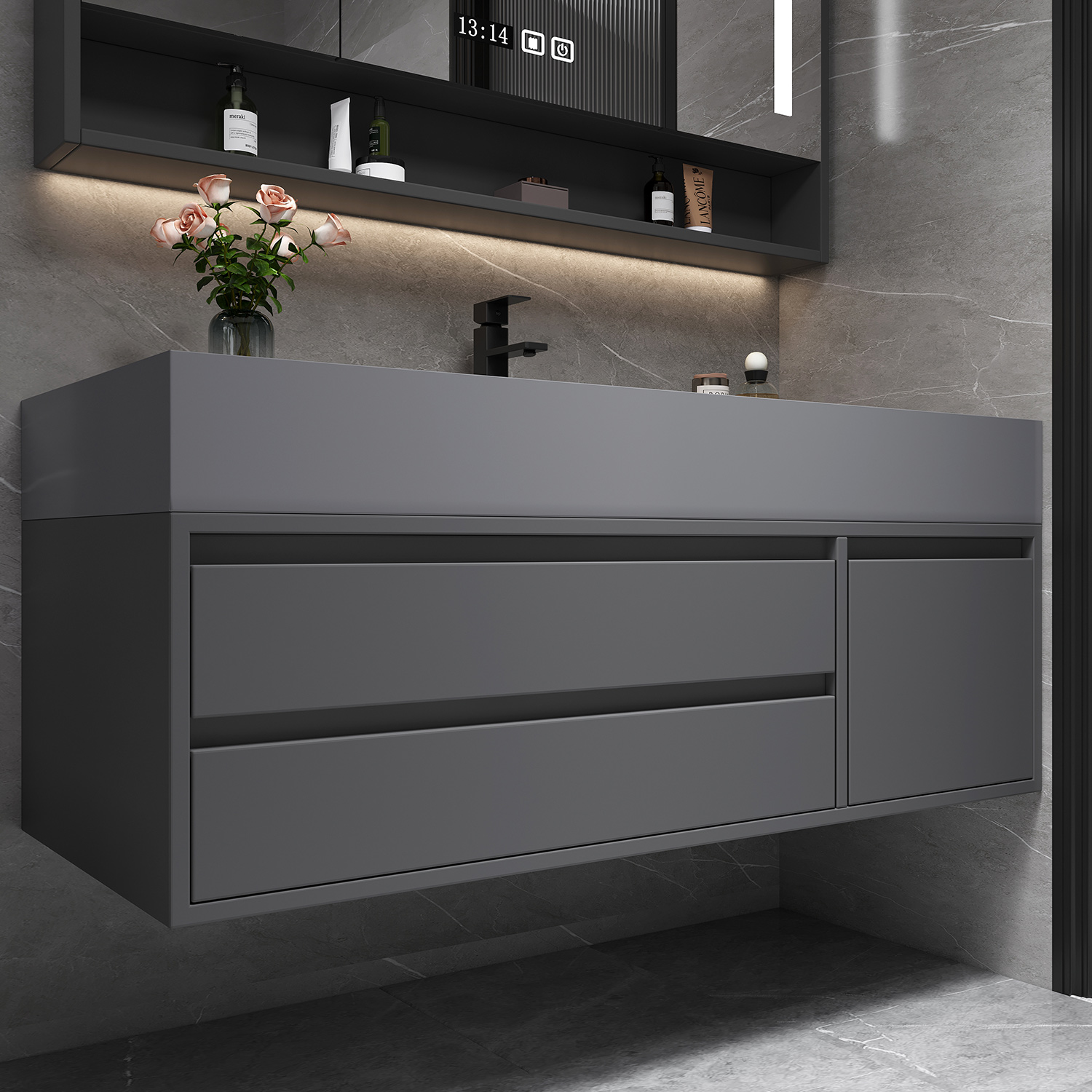 Europe Style Modern Bathroom Vanity Cabinets Factory Wholesale Cheap Wooden Cabinets With 2 Drawers And Storage Space