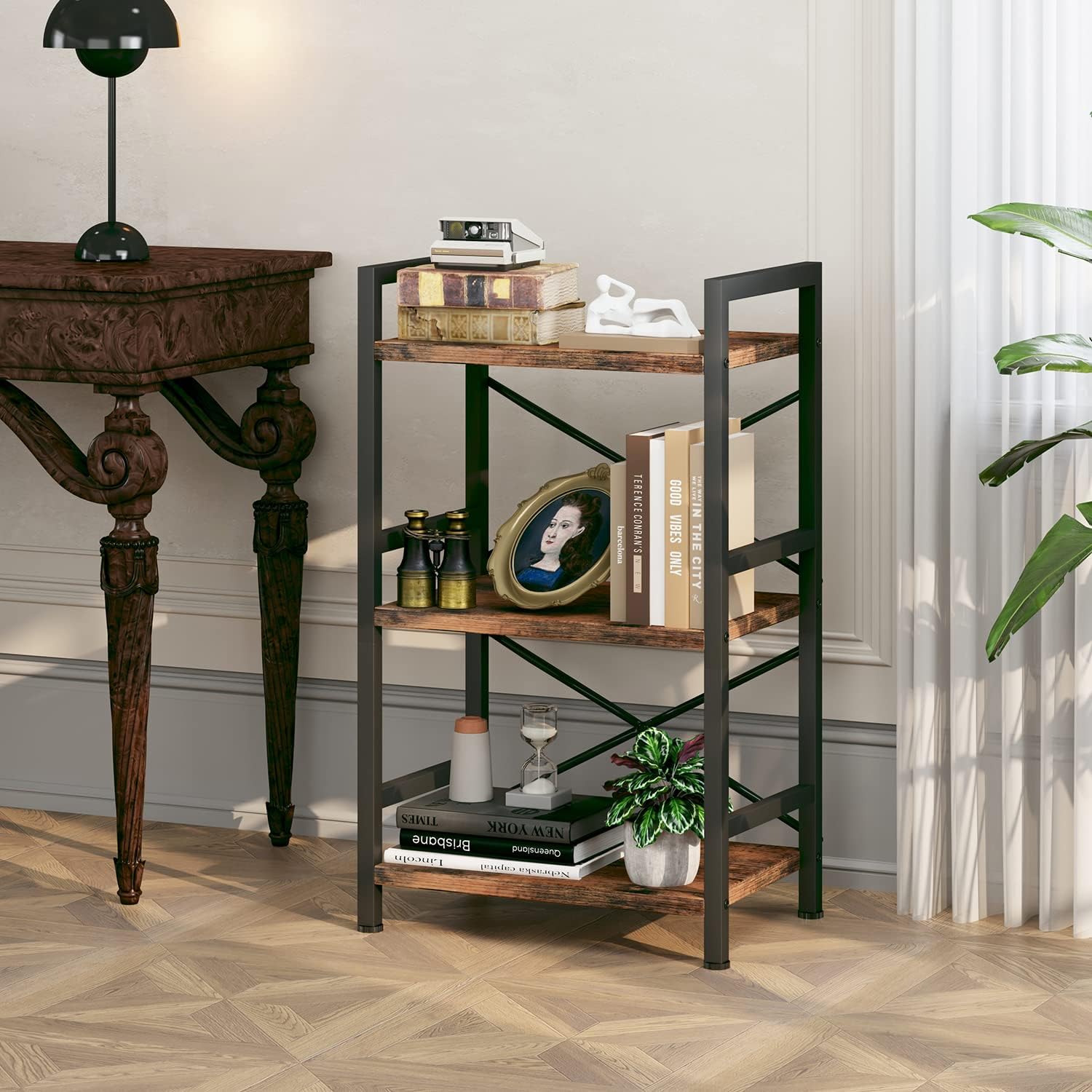 WIREKING 3 Tier Bookshelves Open Bookcase Freestanding Storage Shelve Rack Free Standing Storage Shelving Unit for Bedroom