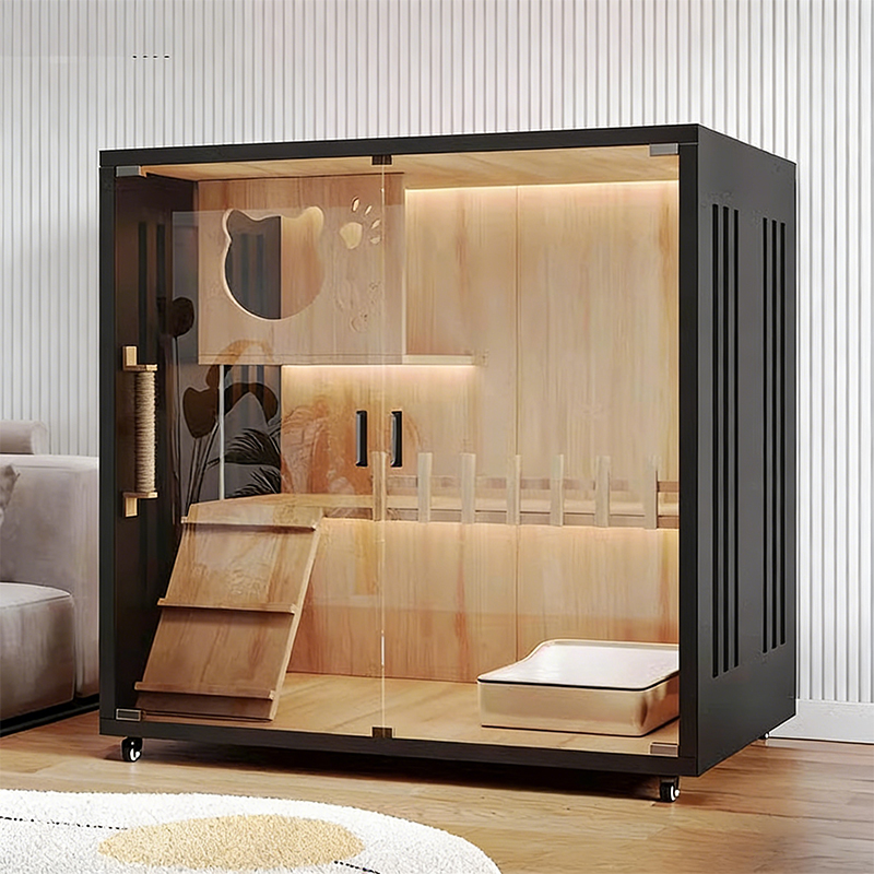 New Arrival Luxury Solid Wooden Cat Enclosure Large Modern Cattery Cage Indoor Living Winter-Ready Eco-Friendly Cat Furniture