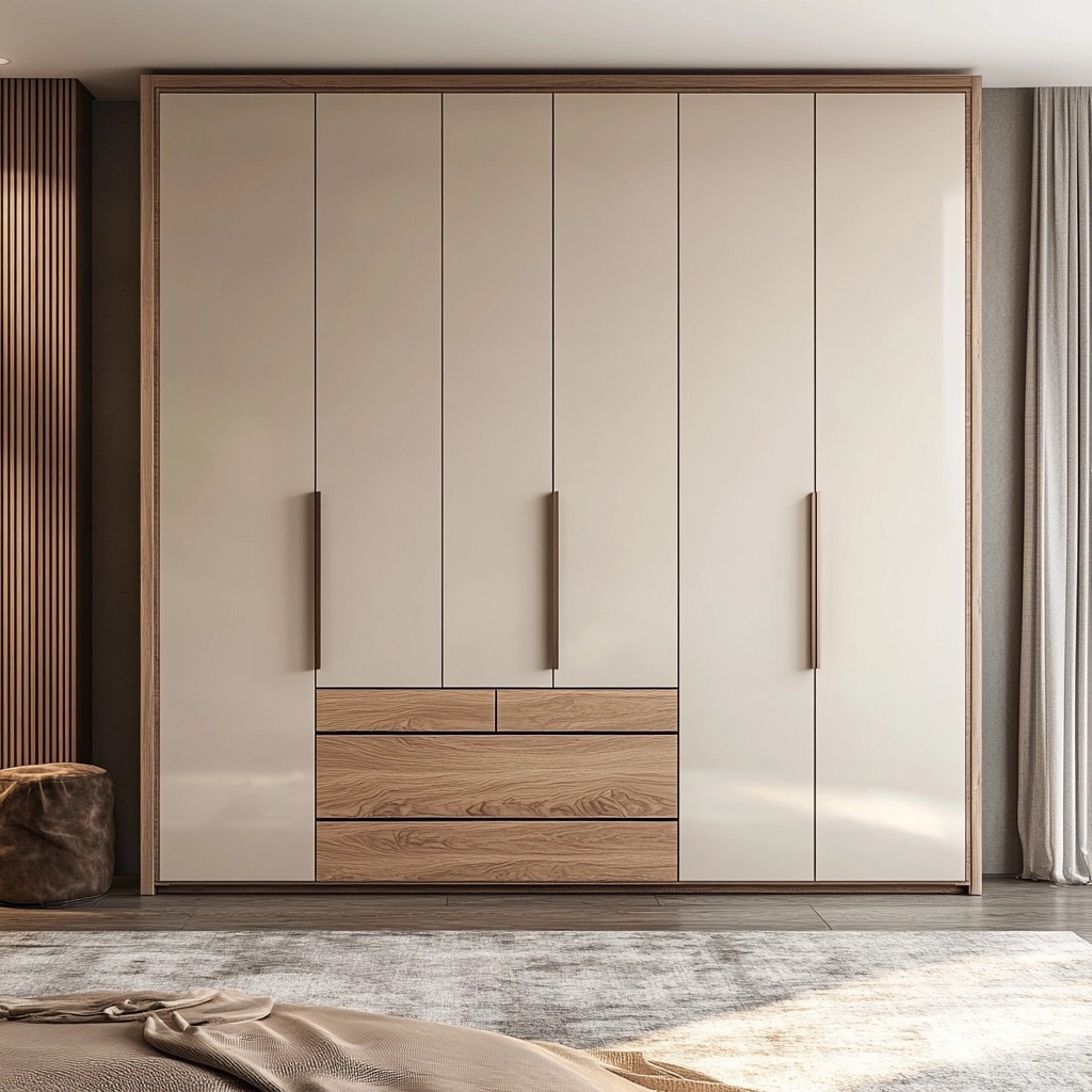 Nordic Light Luxury Wardrobe Wood Wardrobe Open Wardrobes with Lights Drawers Accessories Contemporary Living Room Furniture