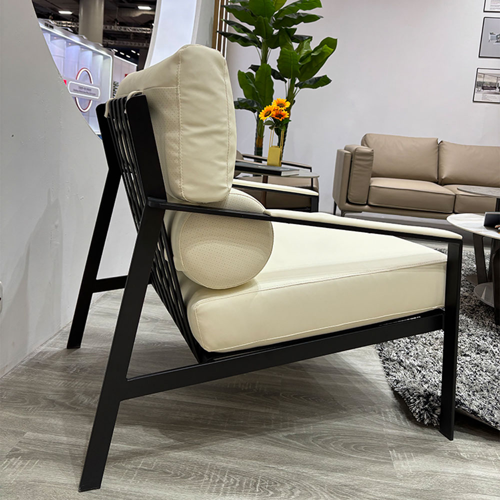USA Free Shipping Modern Black PU Leather Accent Chair Living Room Armchair Ergonomic Reclining Cushion Scratch Resistant Foot