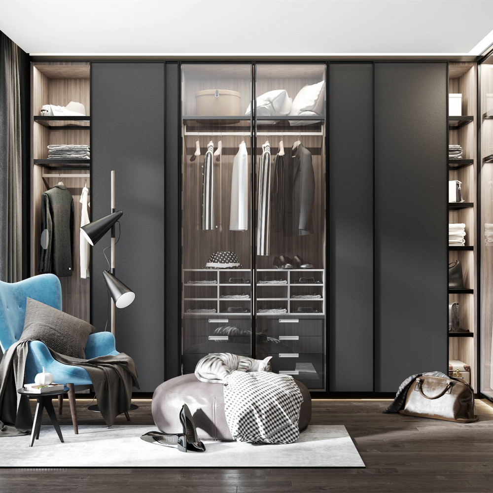 Latest Bedroom Furniture Designs Clothes Closet with Accessories Wardrobe Collection 3D Interior Design Villa