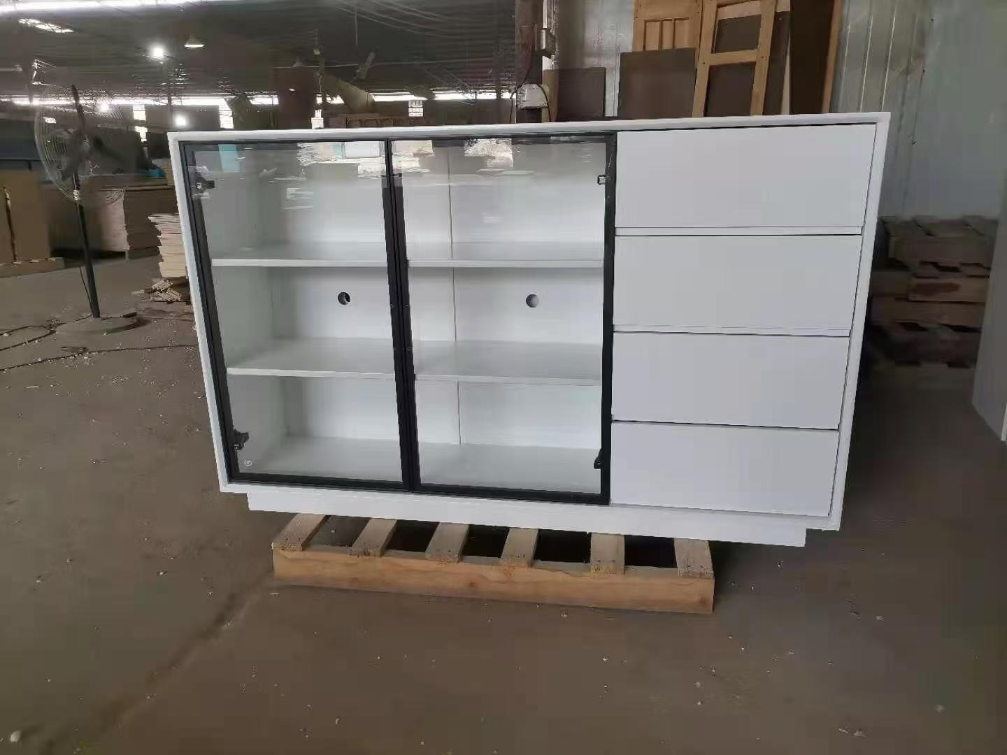 Solid Wood Tall Sideboard Buffet Cabinet with Glass Doors, Pegboard Organizer &amp; Drawers Freestanding Kitchen Pantry Storage