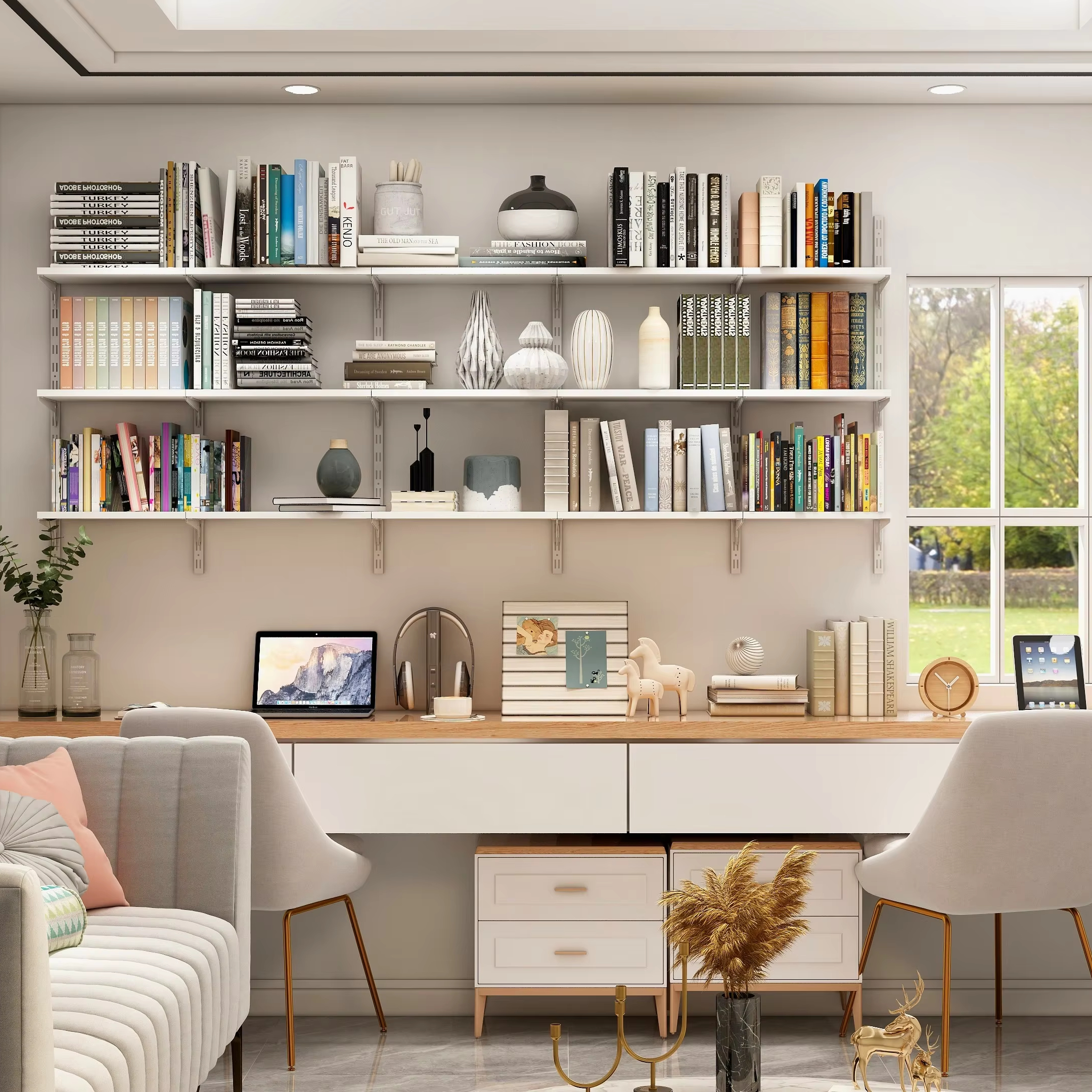 DIY Bookshelf Kit, Modern Wood Bookcase, Easy Assembly Storage Shelf for Home Office wall storage