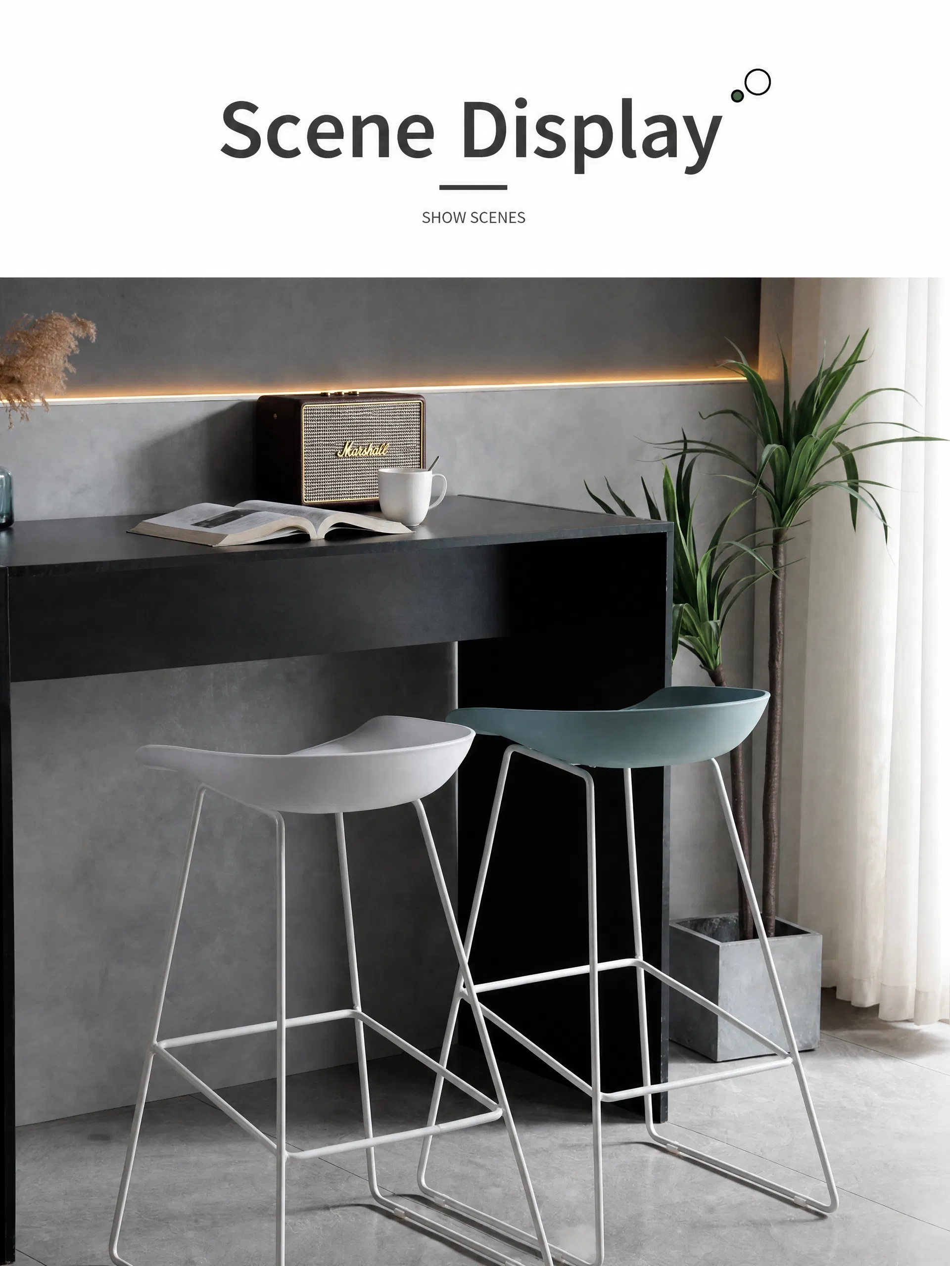 Nordic Tall Counter Furniture Metal Kitchen High Stool Bar Chair Detail 3