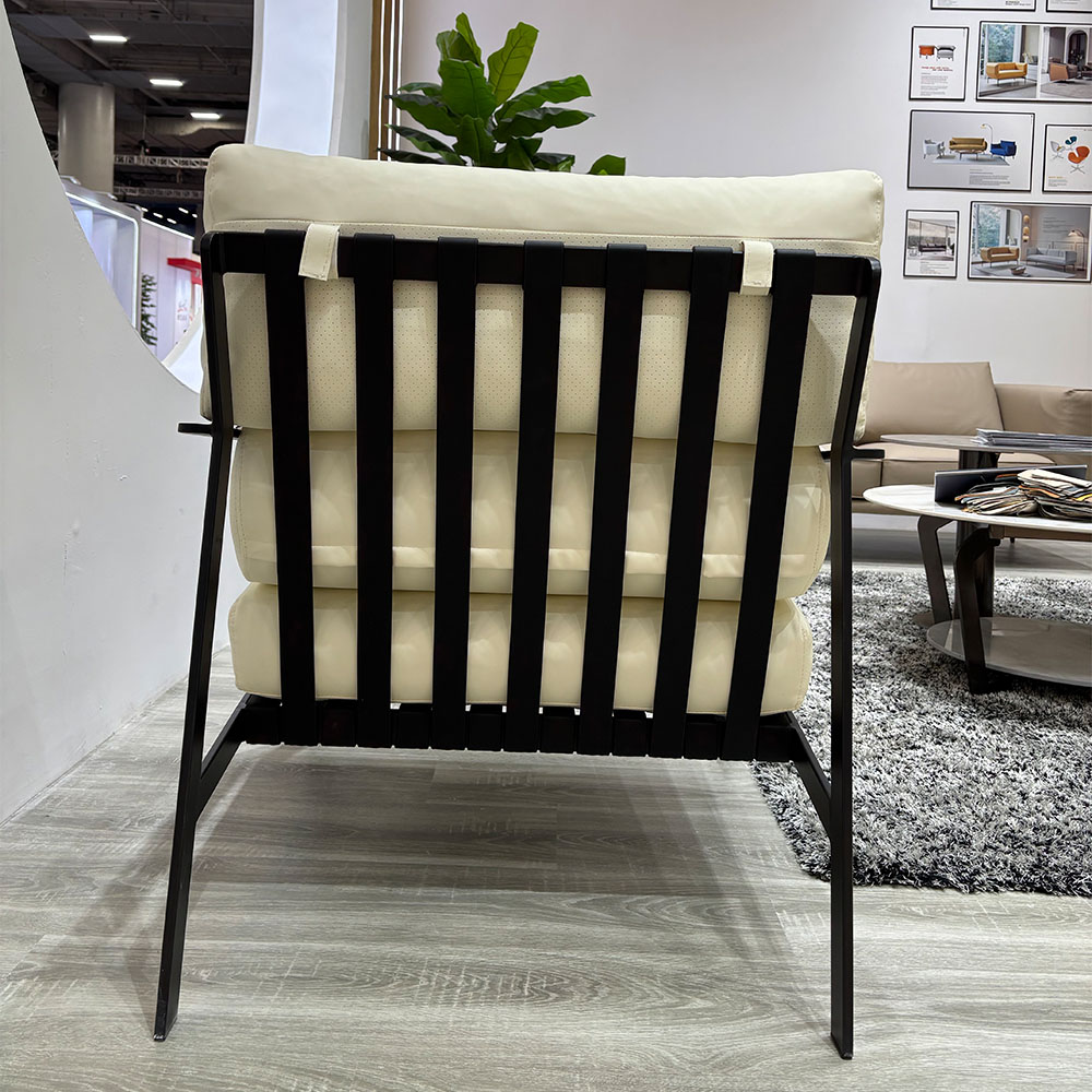USA Free Shipping Modern Black PU Leather Accent Chair Living Room Armchair Ergonomic Reclining Cushion Scratch Resistant Foot