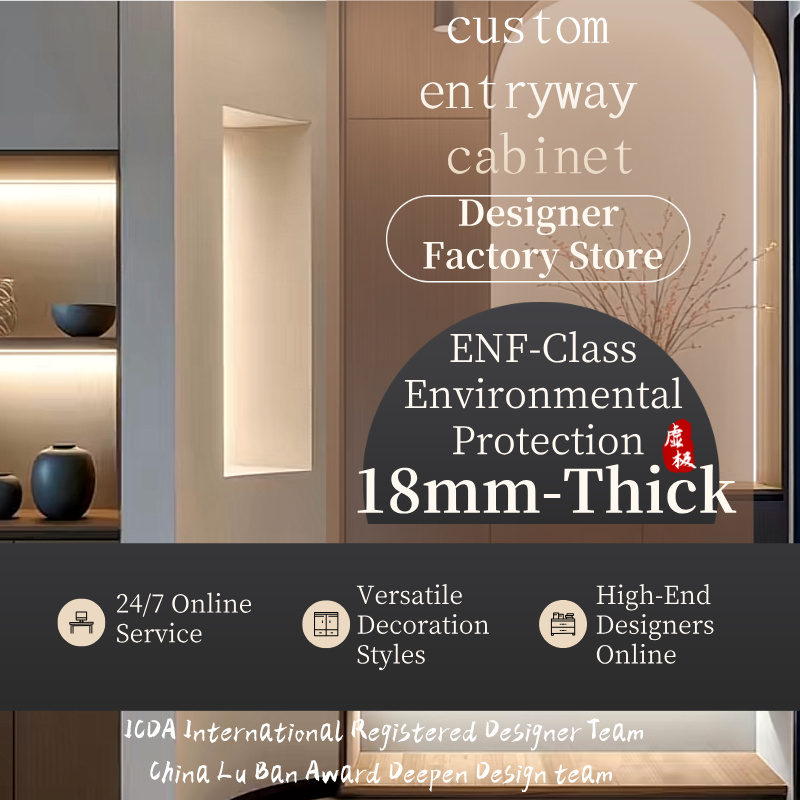 Custom Make Modern Handmade Solid Wood Mudroom Entryway Console Cabinet for Living Room Apartment Villa Hotel
