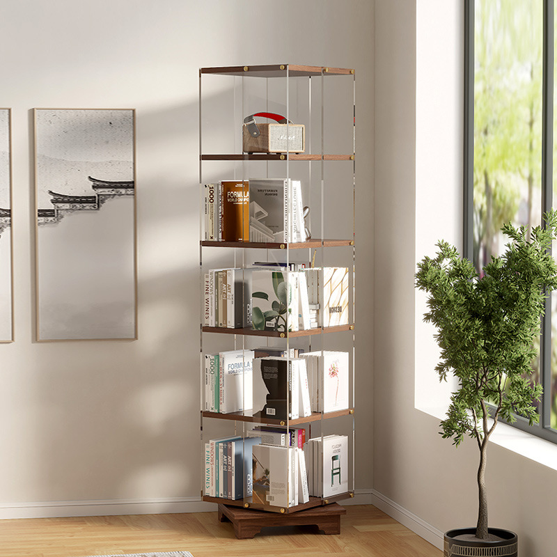 Modern Creative Multi-functional Eco-Friendly Rotating Bookshelf with Storage for Home Office Living Room School Study Bedroom