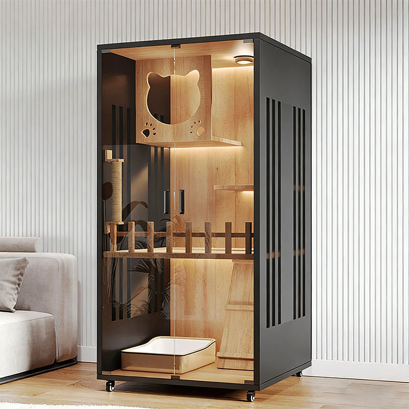 New Arrival Luxury Solid Wooden Cat Enclosure Large Modern Cattery Cage Indoor Living Winter-Ready Eco-Friendly Cat Furniture