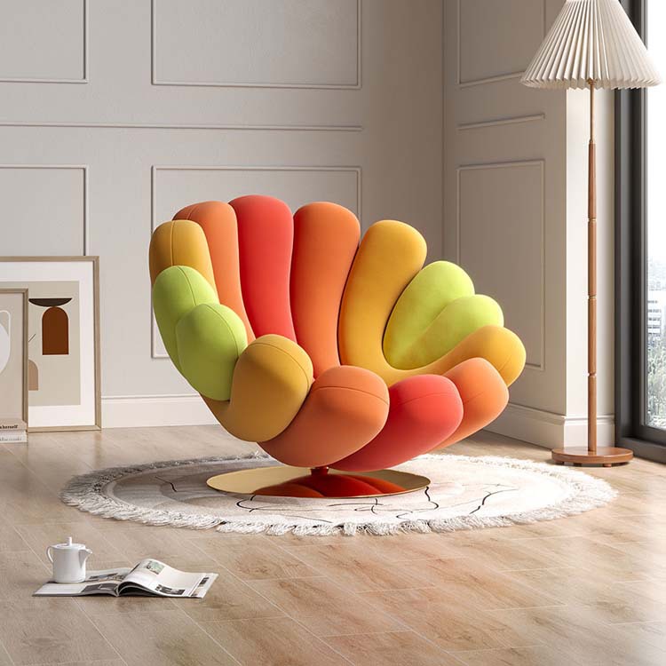 Luxury Sherpa Accent Chair Set Contemporary Queen Swing Swivel Reclining Lounge Armchair Removable Cover Metal Home Office Hotel