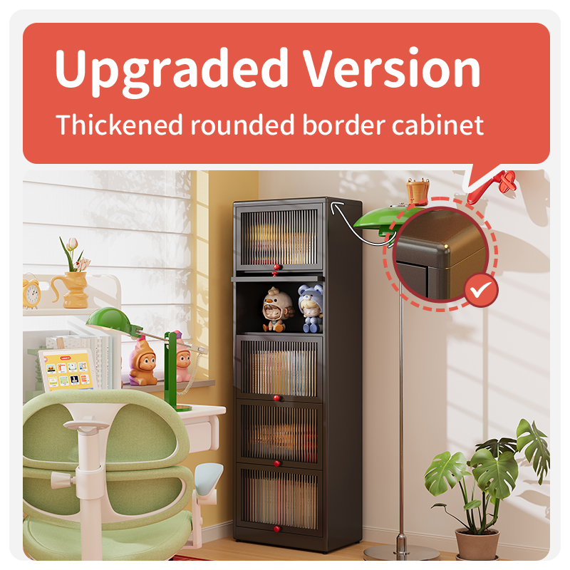 Home Storage Cabinet Steel Bookcase Living Room Multi-layer Iron Bookcase Black Bookshelf With Glass Doors And Drawers