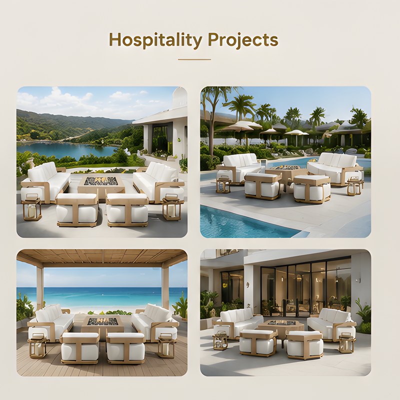 Modern Garden Teak Sofa Set Hotel Luxury Outdoor Furniture Modular Cushion Couch Outdoor Lounge Patio Furniture Garden Sofa Set