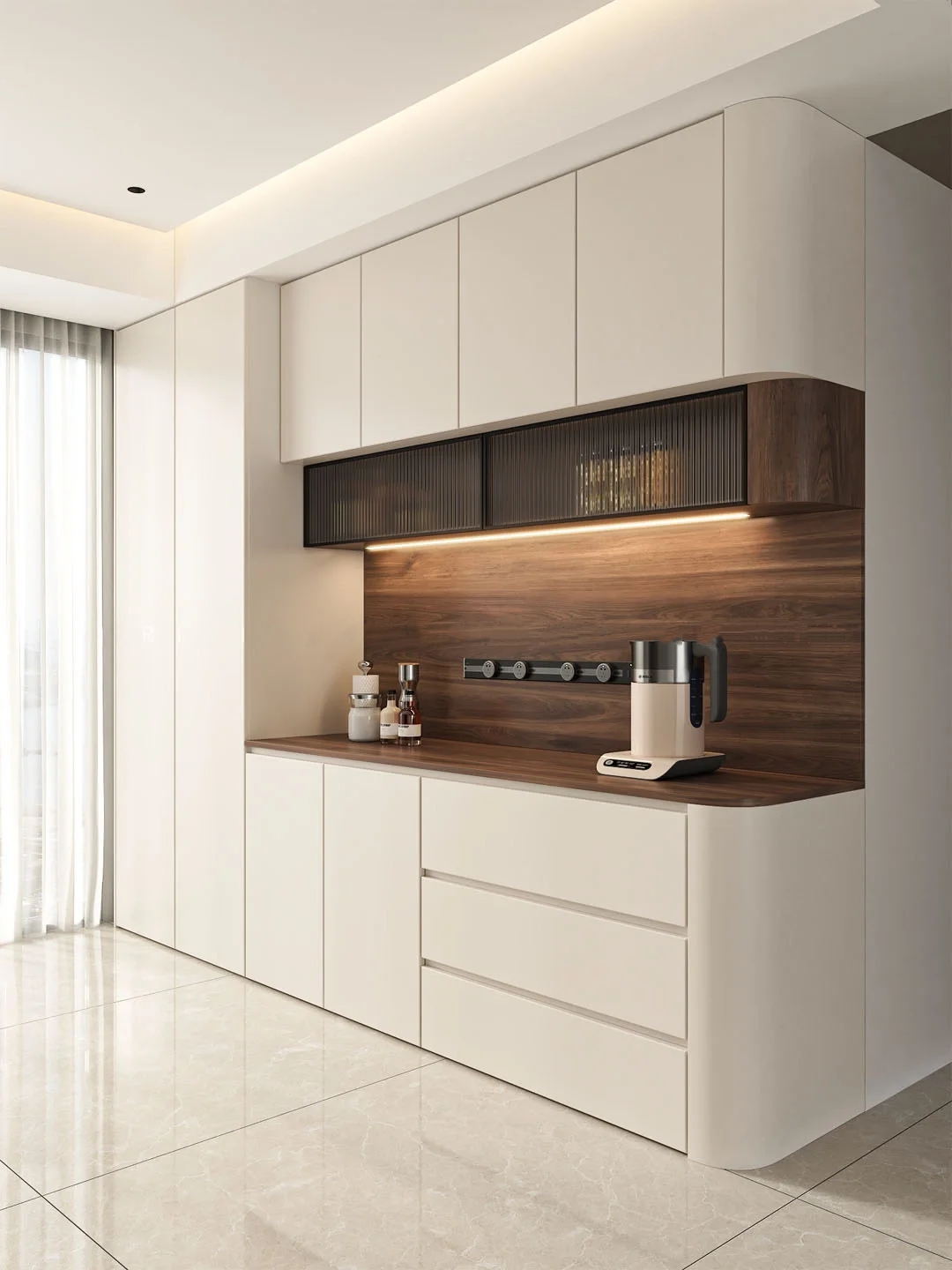 Wison 2025 Custom Modular Wooden Buffet Sideboard-Modern Kitchen Cabinet High Quality Custom Design 5 Drawers 5 Shelves