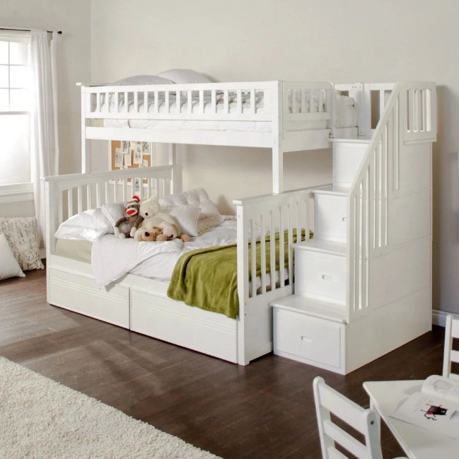 Cheap Kid Bunk Bed Furniture with Solid Wood for Kid Bedroom Furniture Contemporary Optional Standard Morden Customized Size
