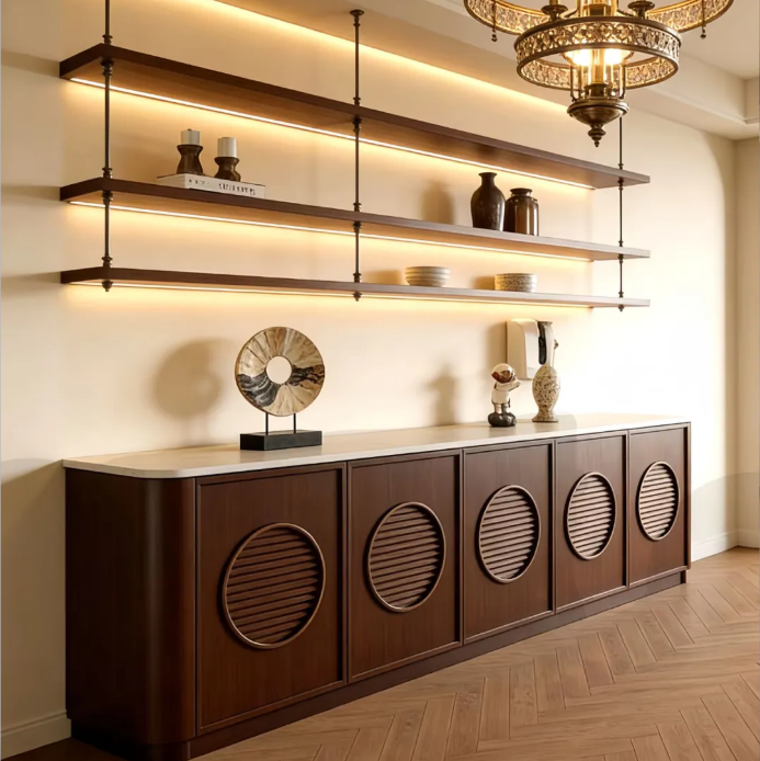 Custom Size Extra Long Buffet Server for Large Dining Rooms, Wooden Sideboard with 10+ Drawers for Ample Storage Needs
