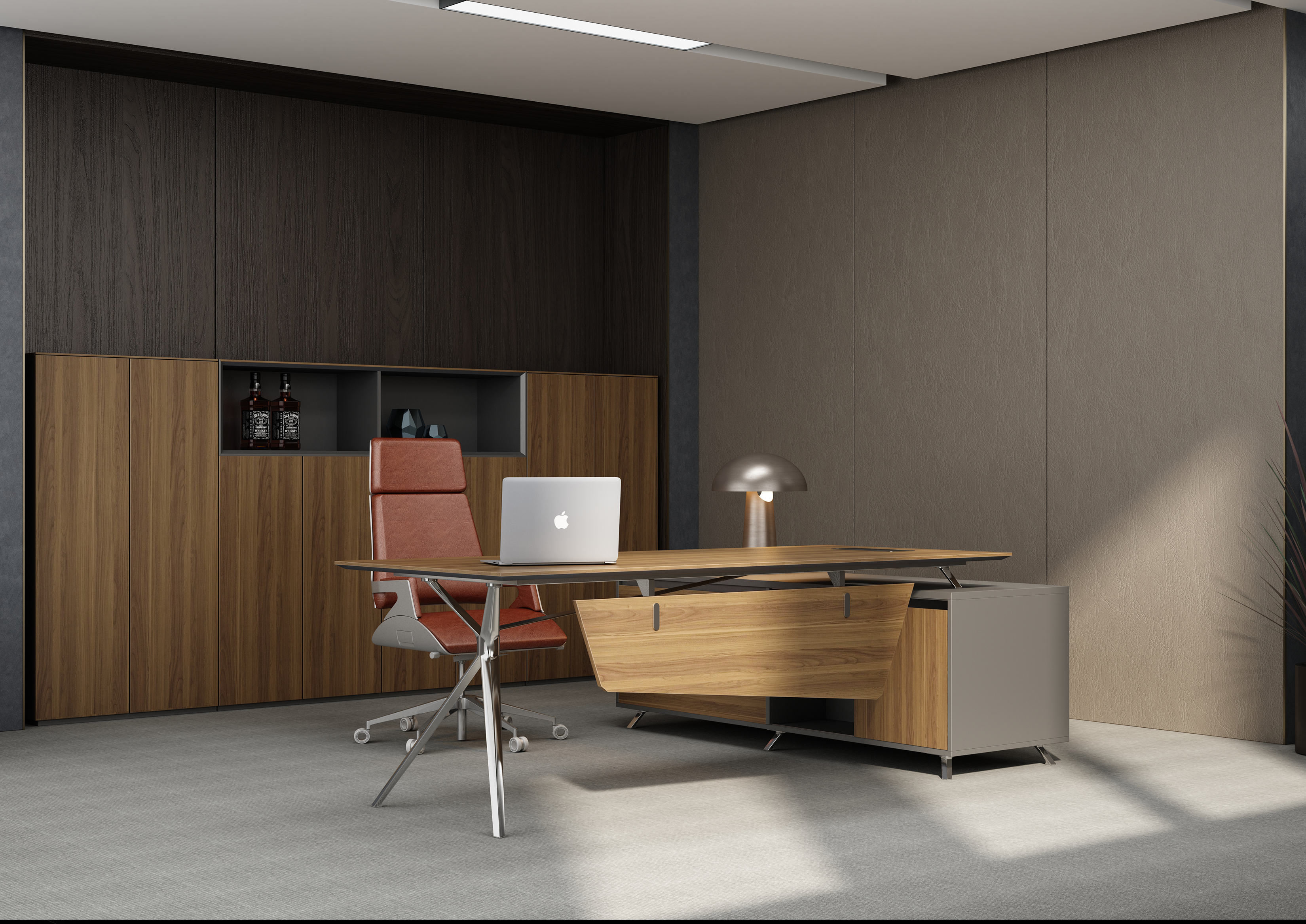High Quality Luxury Wooden Computer Desk and File Cabinet Large Enterprises Ceo, , President, Executive Desk