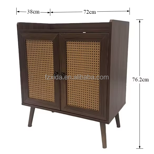 Modern Luxury Two Door Rattan Sideboard Buffet Cabinet for Dining &amp; Living Room Kitchen Storage Hotel Use Bedroom