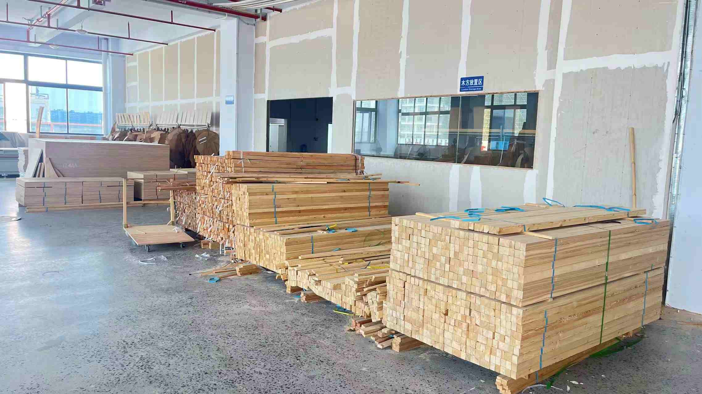 Premium wood raw materials sourced for Kallos House furniture manufacturing