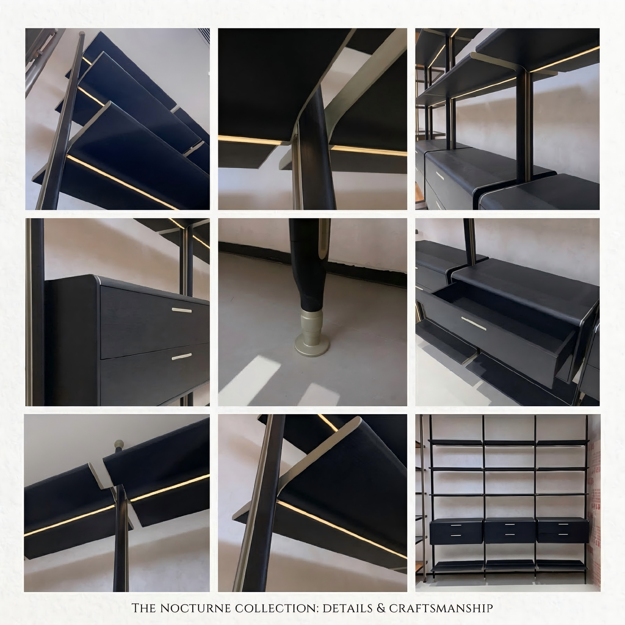 Floor to Ceiling Wall Bookshelf Modern Minimalist Luxury Modular Shelf Display with Led Light Customized Wall Unit Book Shelf