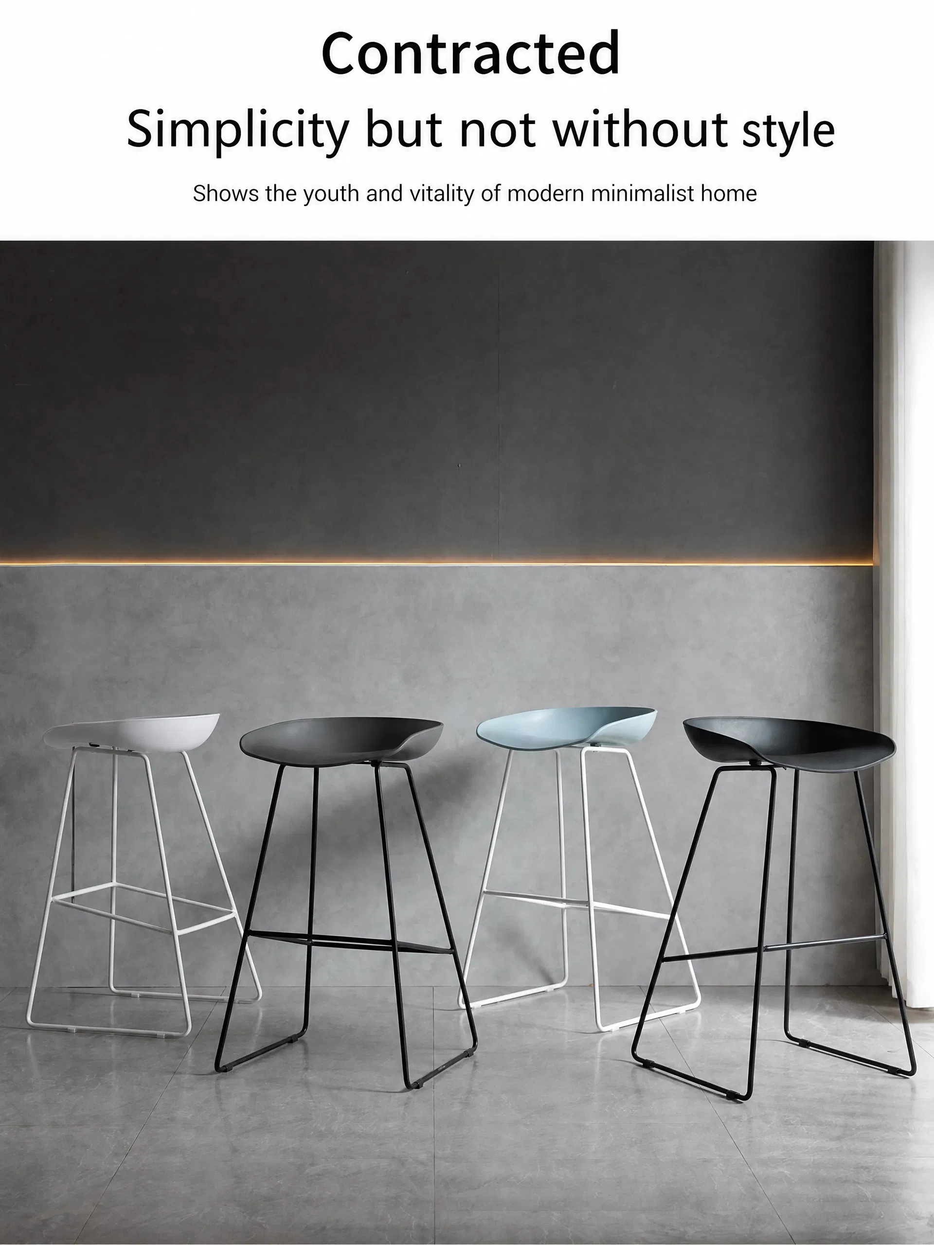 Nordic Tall Counter Furniture Metal Kitchen High Stool Bar Chair Detail 1