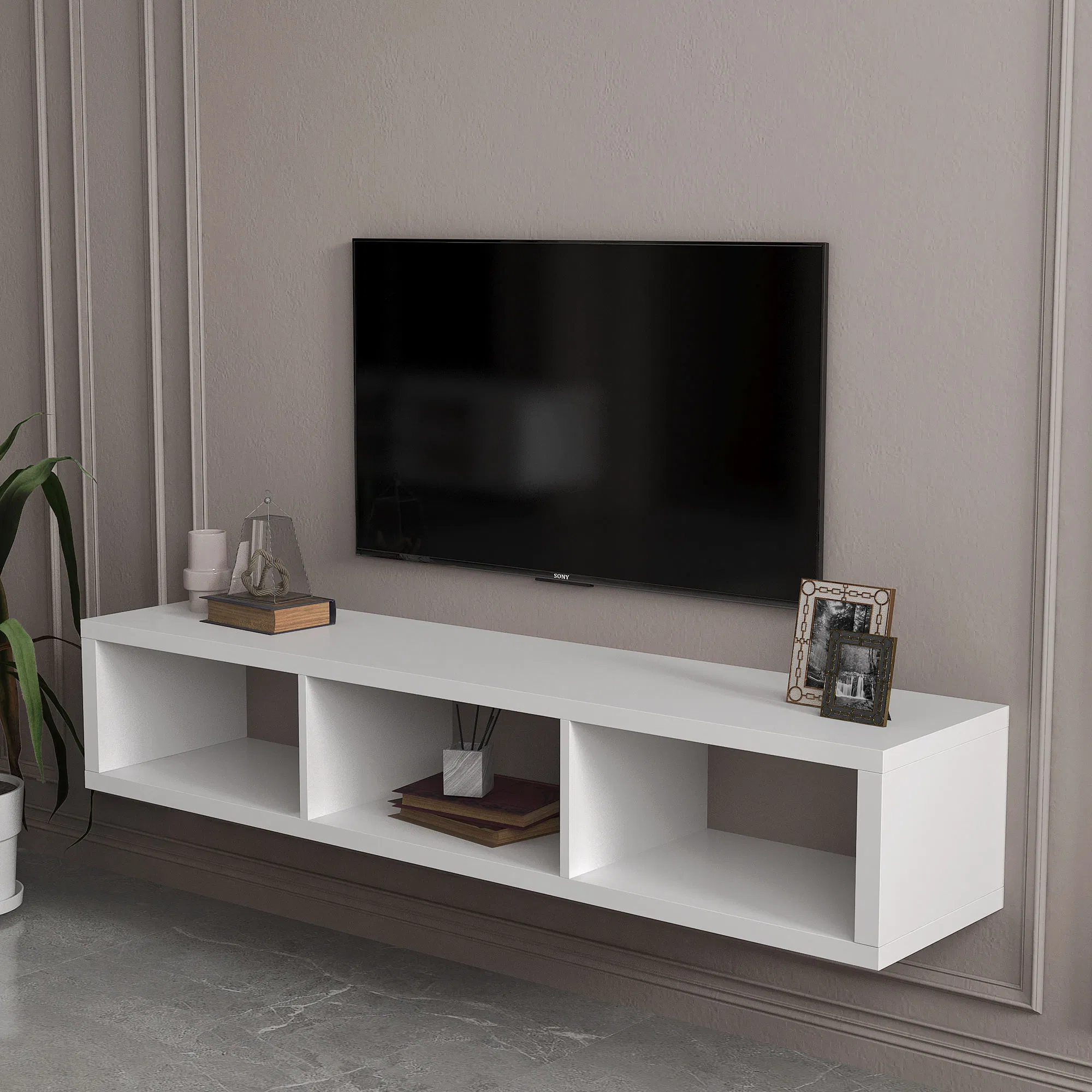 Modern Wall-Mounted TV Stand, New Model Media Console for Living Room