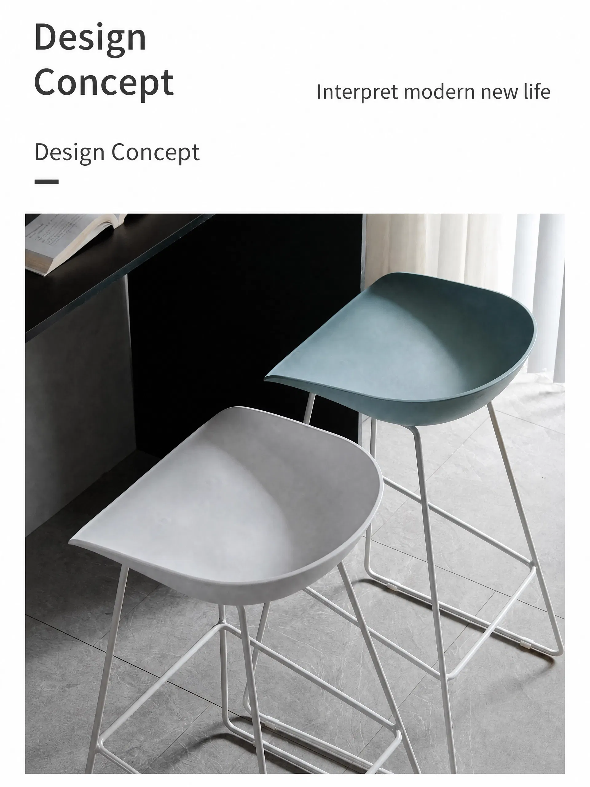 Nordic Tall Counter Furniture Metal Kitchen High Stool Bar Chair Detail 5