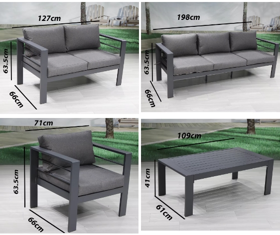 Modern Grey Aluminum Patio Furniture Set For Living Room Hotel Villa Courtyard Farmhouse Apartment Outdoor Garden Use
