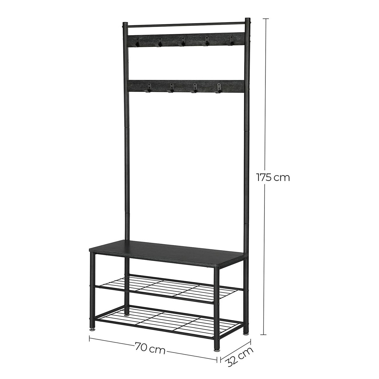 Hall Tree Entryway Bench with Shoe Storage and Hooks 4-in-1 Coat and Shoe Rack for Entryway Mudroom Storage