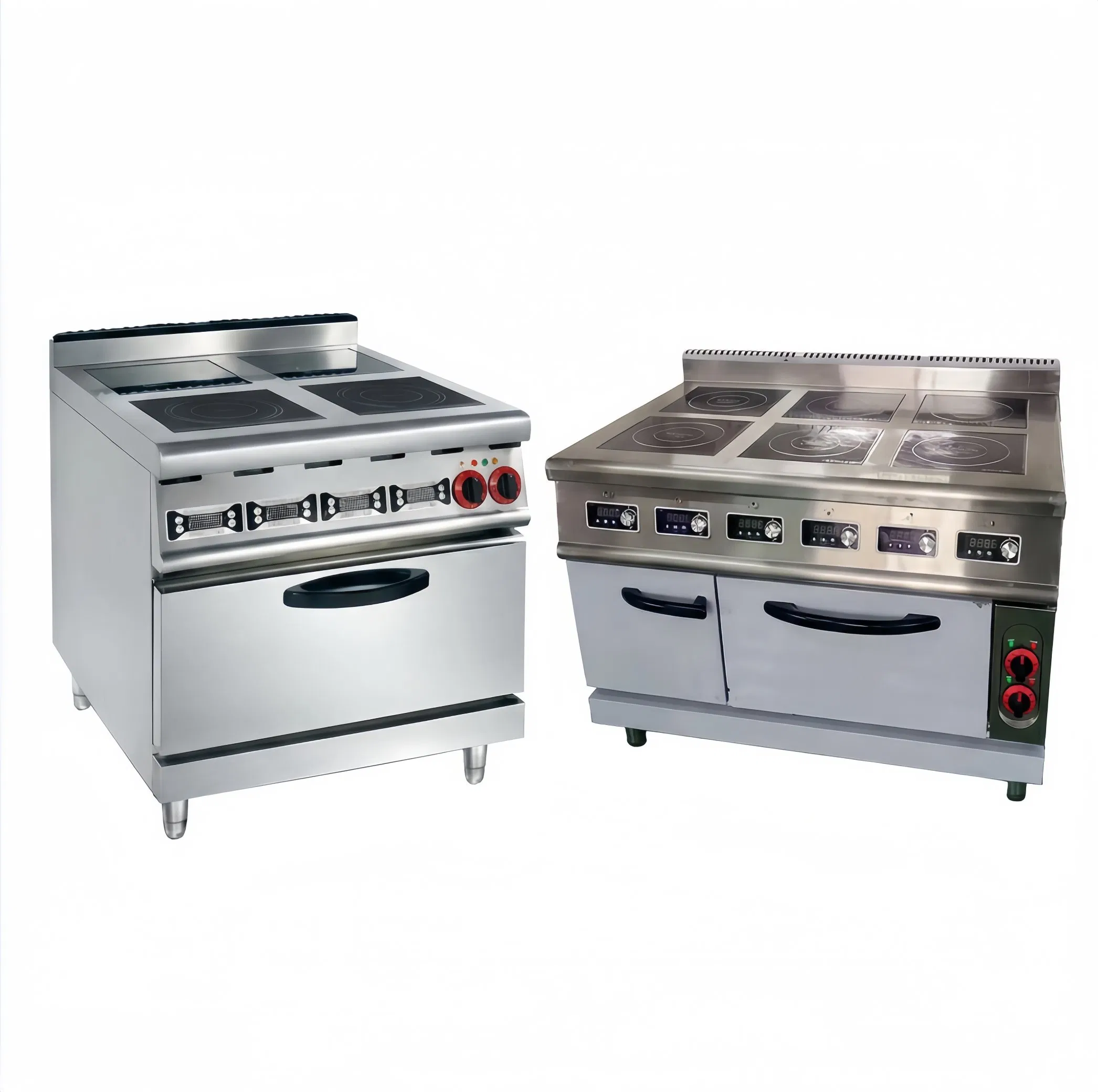 Vertical Commercial Kitchen Appliance 6-Plate Induction Cooktop with Easy Clean Oven