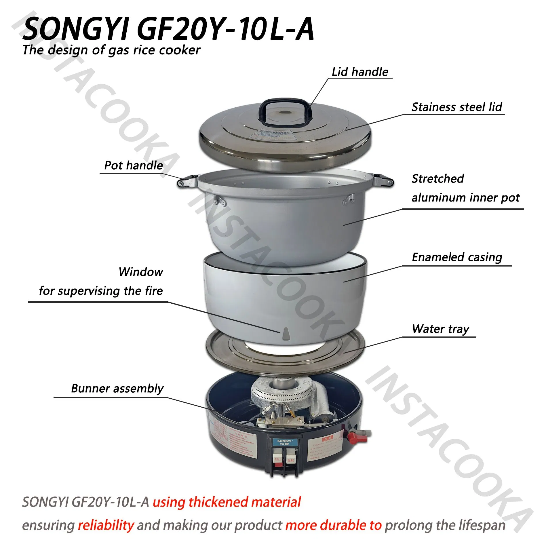 Factory Direct 10L Large Capacity Gas Rice Cooker for Commercial Use Canteen Use