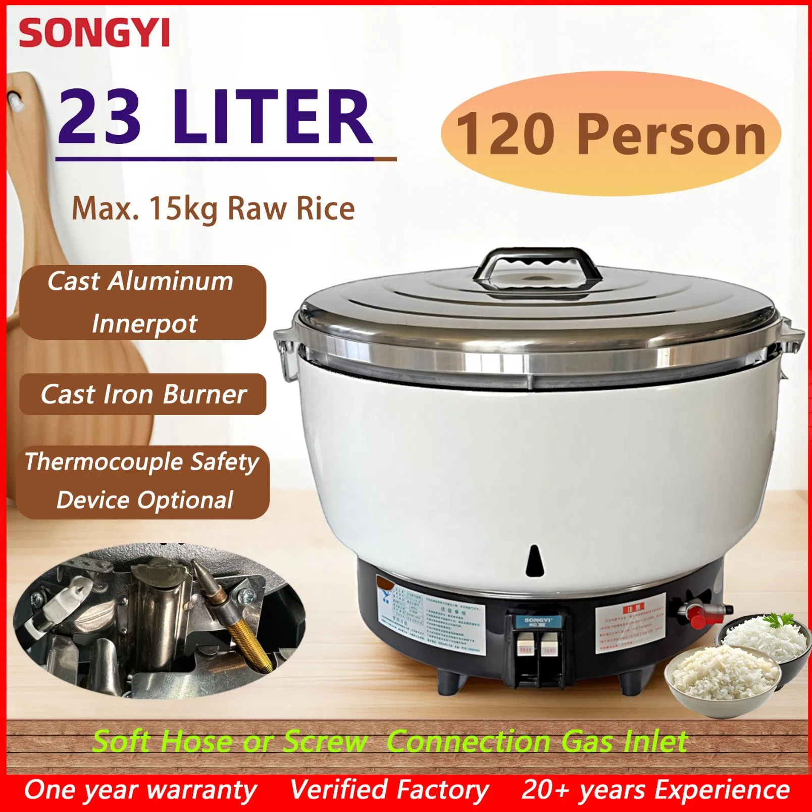 Factory Direct Rice Cooker Gas Burner Non-Electric 23 Liter for Commercial Use