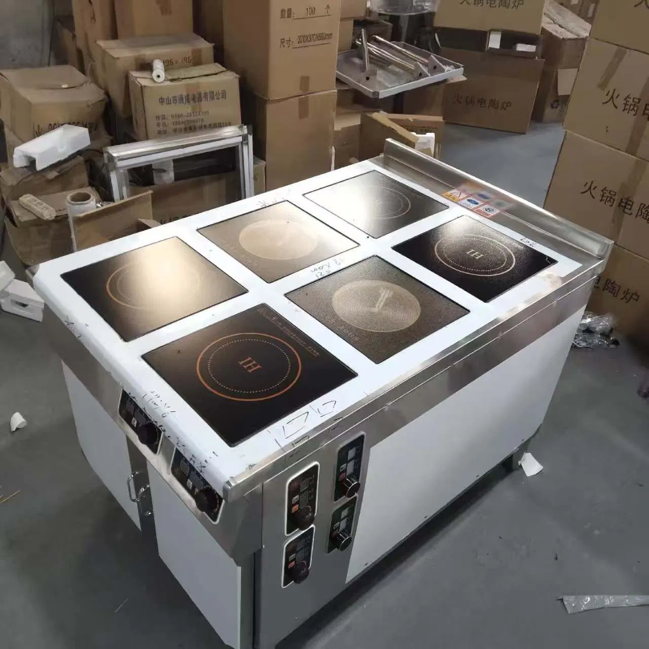 Vertical Commercial Kitchen Appliance 6-Plate Induction Cooktop with Easy Clean Oven